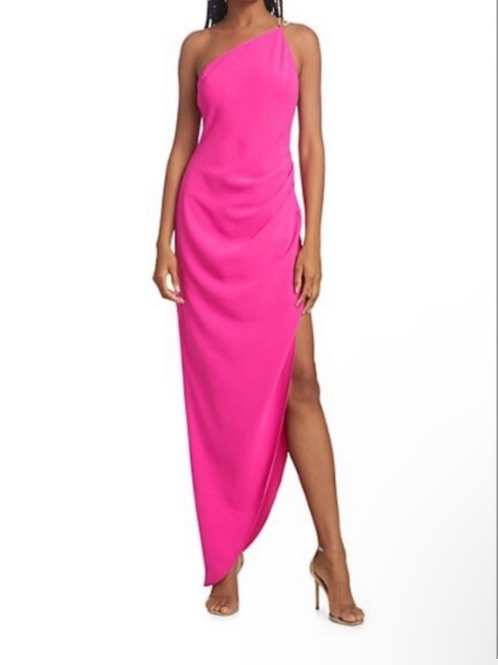 Amanda Uprichard Hot Pink One-Shoulder Asymmetrical Gown